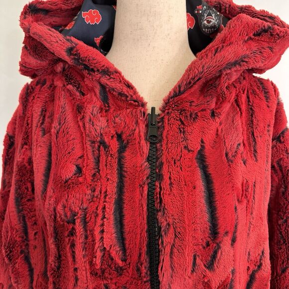 Liquid Dreams Art Faux Fur Red Jacket Reversible MEDIUM Kritter Klips - Picture 2 of 9